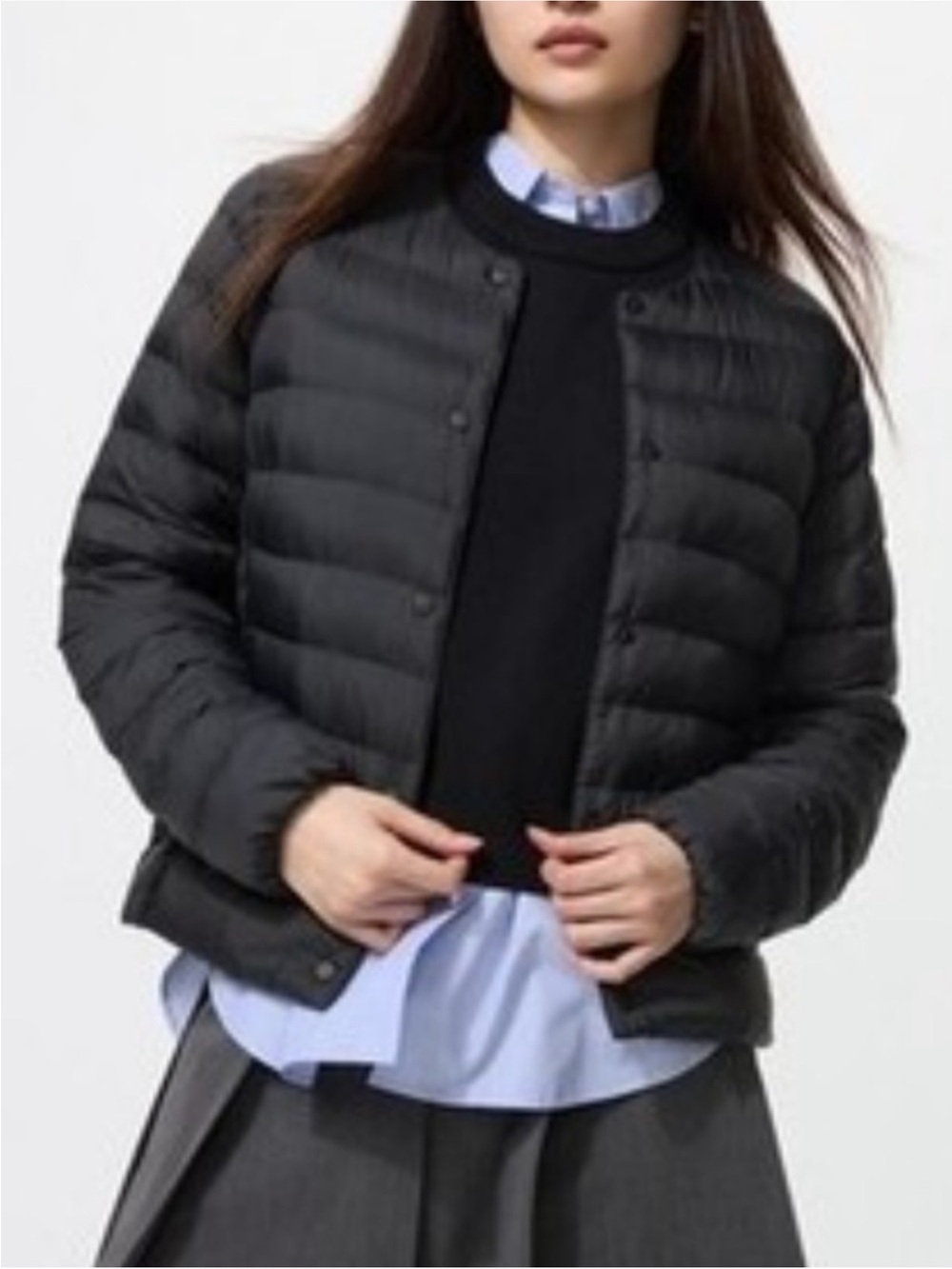 UNIQLO PUFFTECH Women's Black Snap Front Compact Down Jacket Coat Size XL